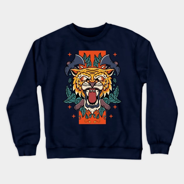 Tiger with axe In the Background Crewneck Sweatshirt by Guideline.std